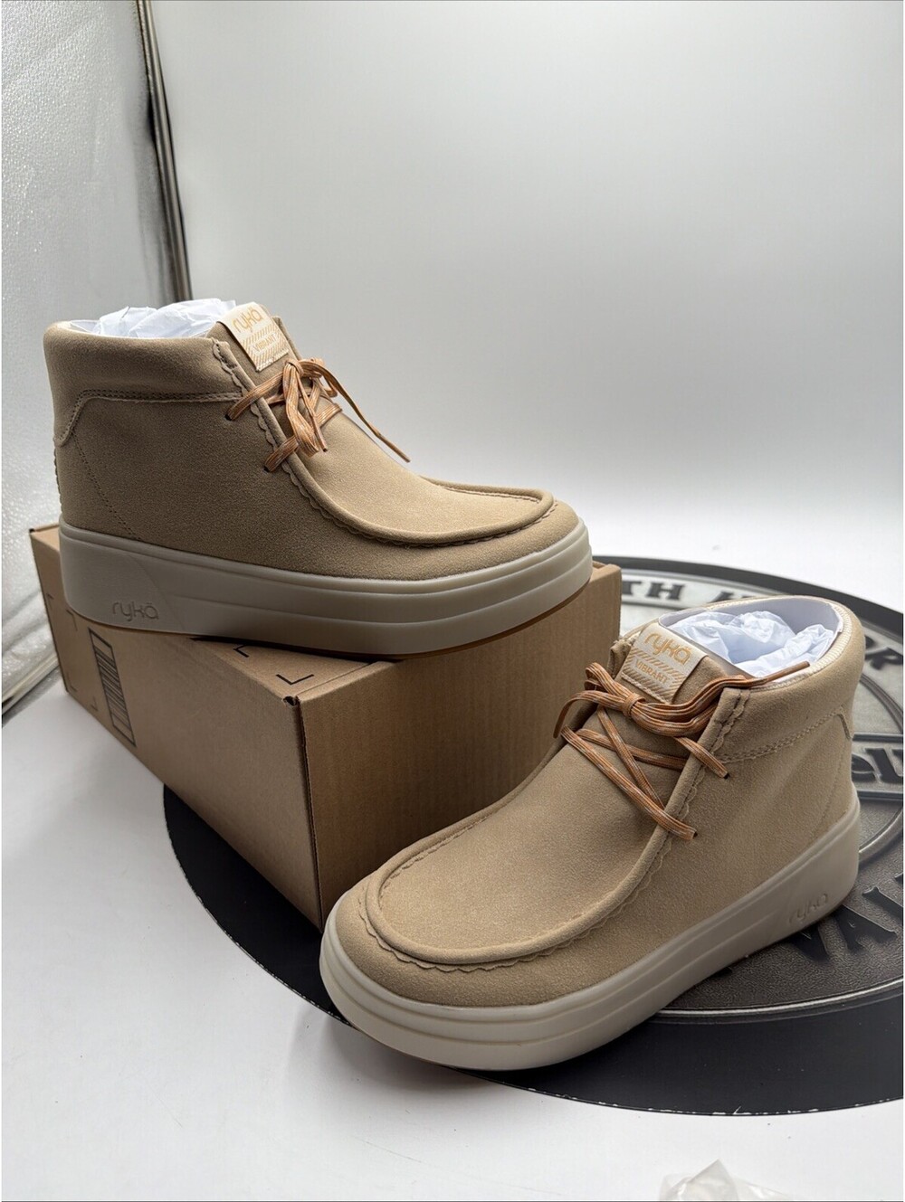 Ryka Women's Vibrant Washable Chukka Ankle Booties Latte Brown Size 8.5 No Box